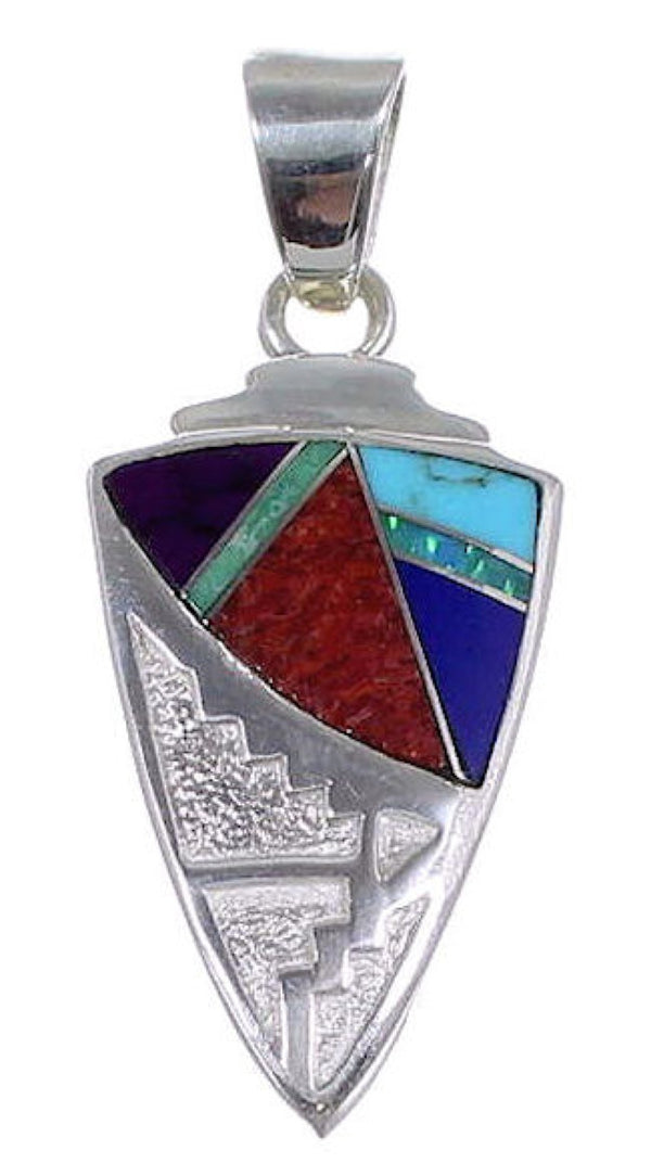 Turquoise Multicolor Jewelry Sterling Silver Slide Pendant HS31204